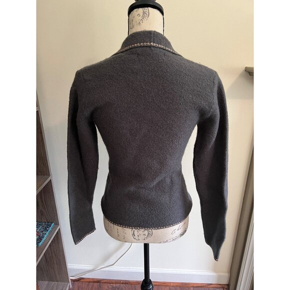 Lucidity Wool Blazer Grey Floral Embroidered Snap Button Pockets Boho Fairy S - Picture 5 of 11